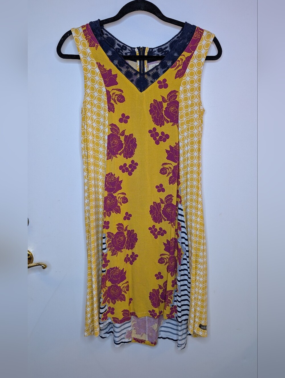 Savannah Jane Yellow Floral Mix-Print Sleeveless Dress Size Extra Small